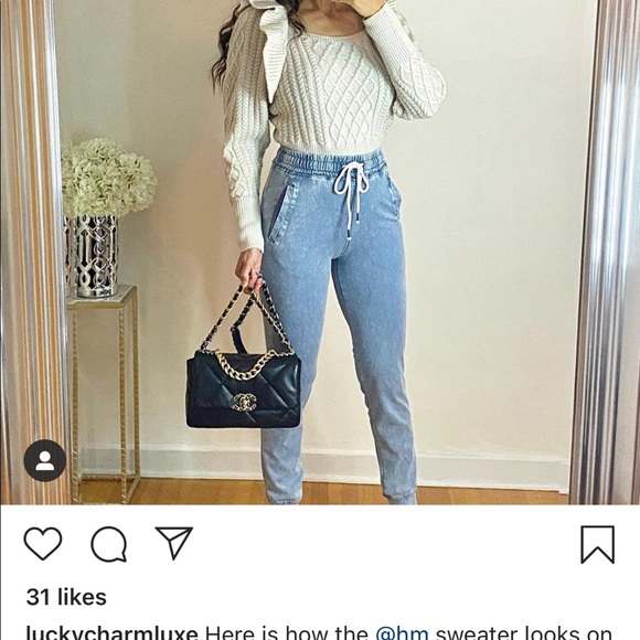 Hm ruffle flounced cable knit sweater Nwt taupe - Picture 2 of 5